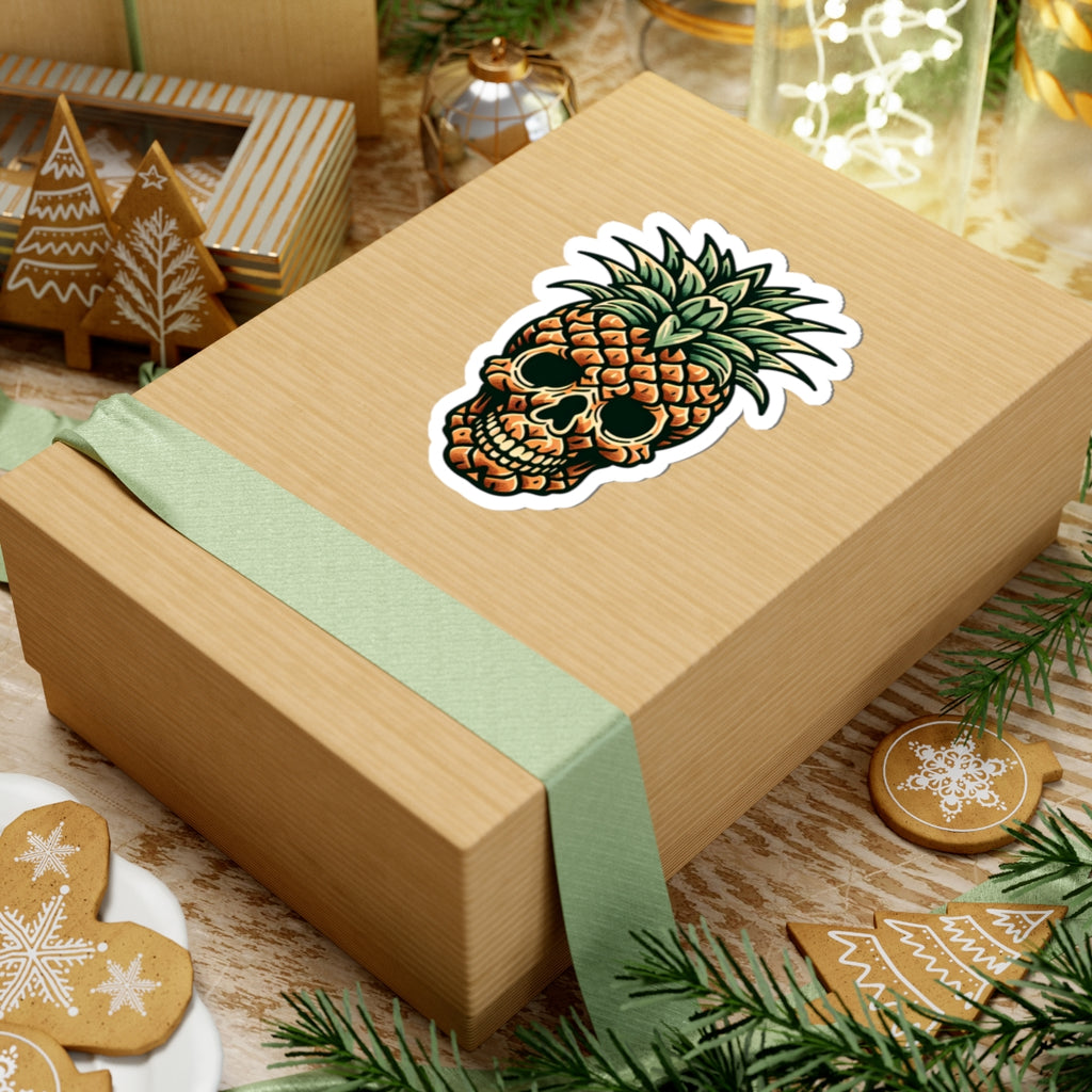 Pineapple Paradise Skull Kiss-Cut Stickers | Fun Decal for Laptops, Water Bottles, Scrapbooking, Party Favors, and Gifts