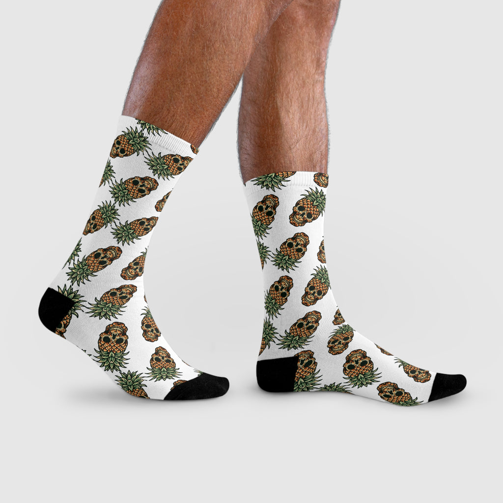 Pineapple Paradise Crew Socks, Fun Funky Socks, Summer Sock Gift, Trendy Footwear, Tropical Vibe Collection