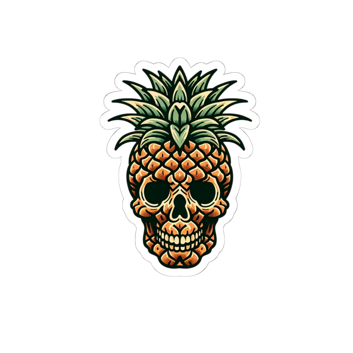 Pineapple Paradise Skull Kiss-Cut Stickers | Fun Decal for Laptops, Water Bottles, Scrapbooking, Party Favors, and Gifts