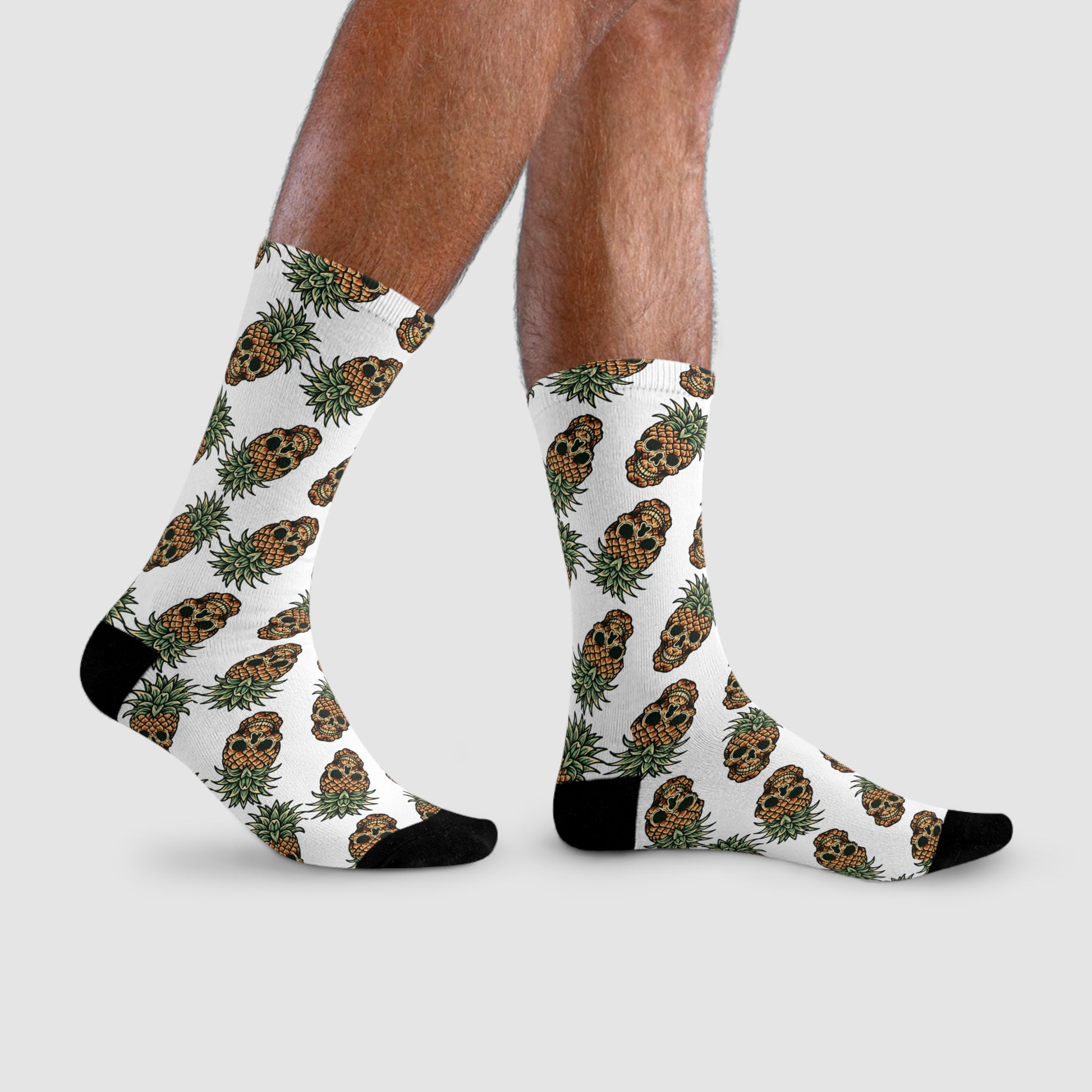 Pineapple Paradise Crew Socks, Fun Funky Socks, Summer Sock Gift, Trendy Footwear, Tropical Vibe Collection