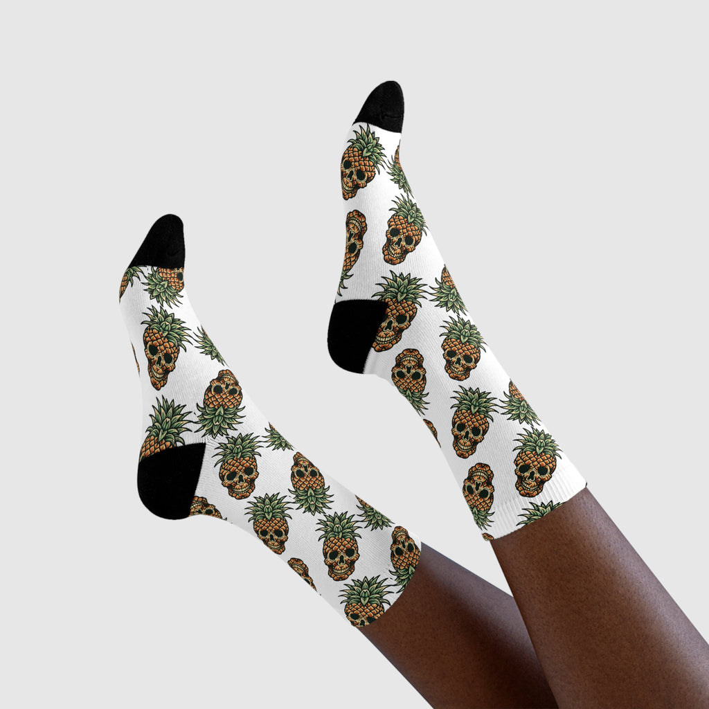 Pineapple Paradise Crew Socks, Fun Funky Socks, Summer Sock Gift, Trendy Footwear, Tropical Vibe Collection
